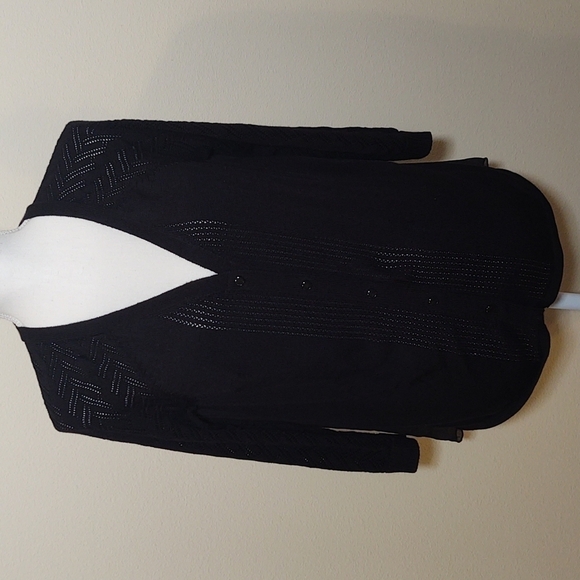 Madison Women's Black Cardigan with Sheer Back - Picture 1 of 8